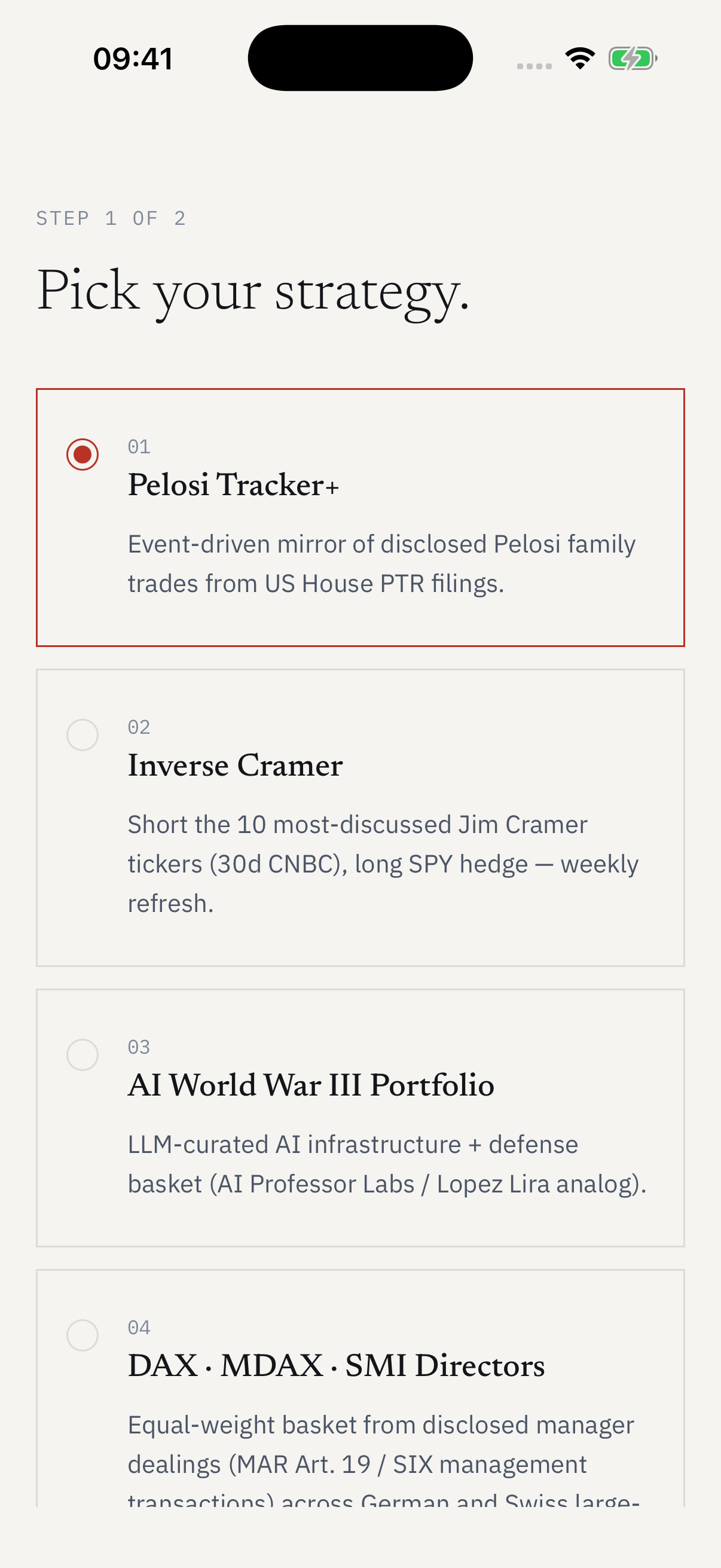 Onboarding 03 Mandate Select (light)